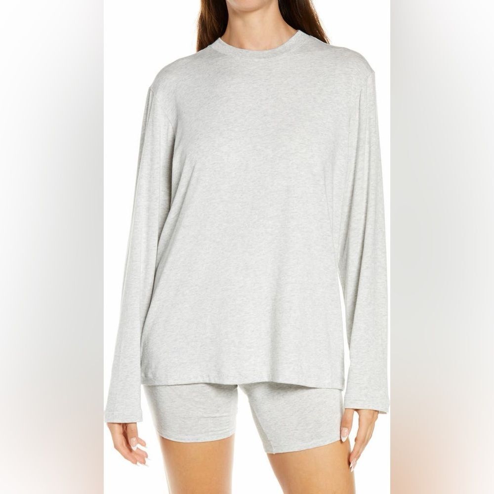 Skims Modal Blend Soft Grey Long Sleeve Pajama Casual Boyfriend Shirt Size 4X